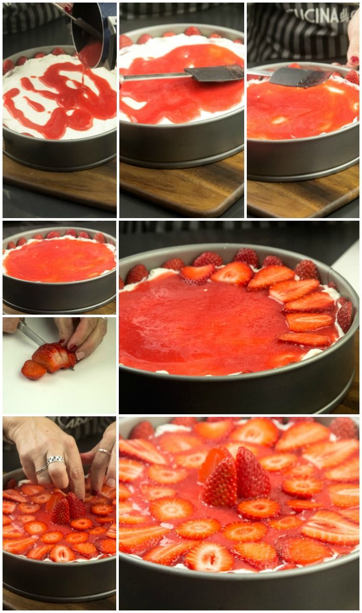 Τσιζκέικ Φράουλες με κουλί φράουλας