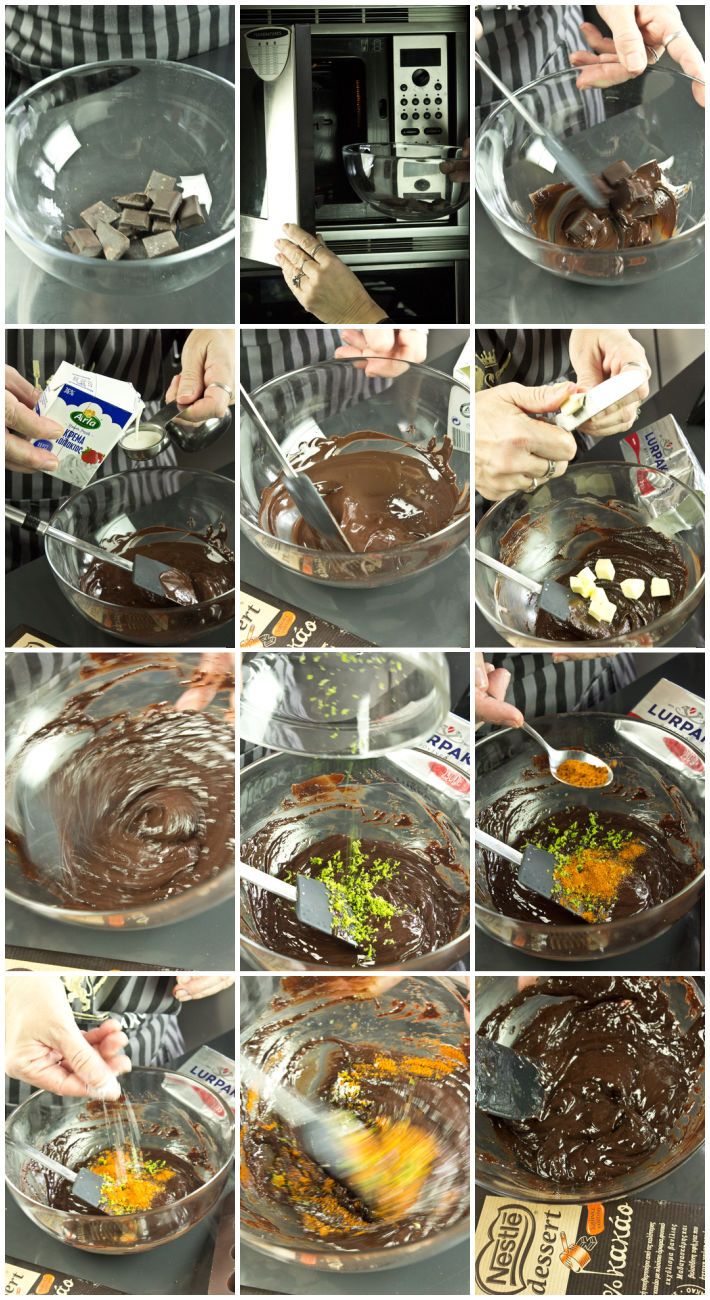 σοκολατάκια με στρωμένη σοκολάτα και γέμιση σοκολάτας λάιμ και τσίλι